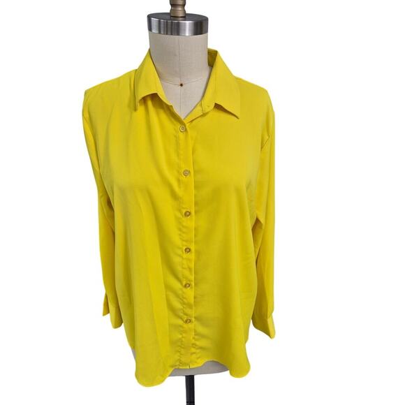 Bright Yellow Blouse Sz XL - Picture 2 of 7